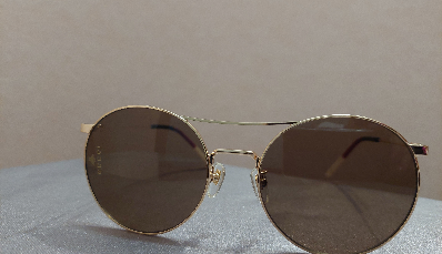 Gucci Gold & Brown Round Rim Sunglasses GG0680SK 003