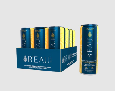B'EAU™ Lemon Lime Flavored Collagen Water 12 Fl Oz Can (12 Pack)