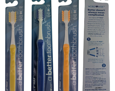 World Wide A Better Toothbrush Medium Tapered V ARC Bristles - Set of 6