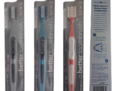 World Wide A Better Toothbrush Ultra Soft Tapered V ARC Bristles - Set of 6