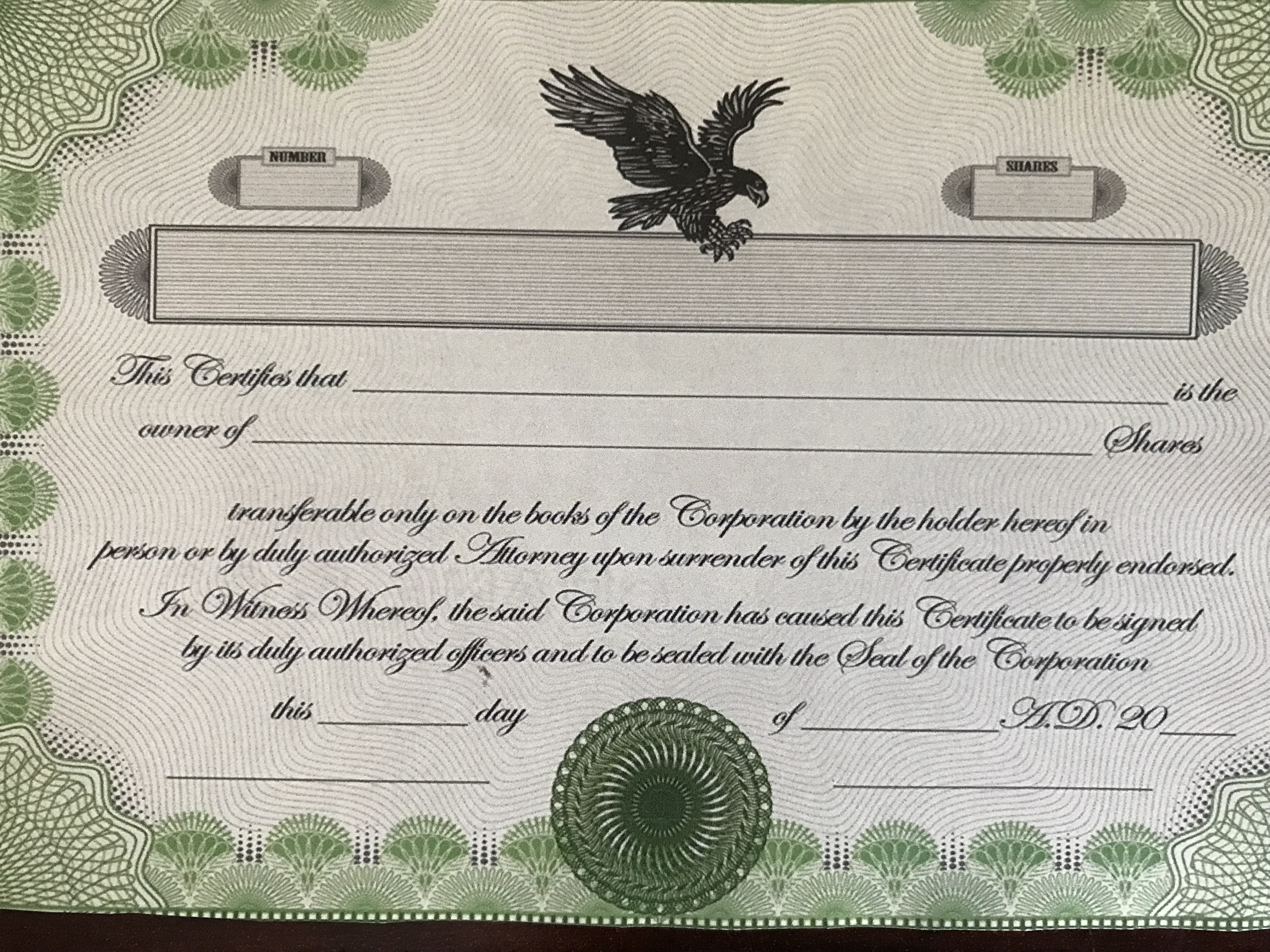 Black Shopping Channel Stock Certificate 