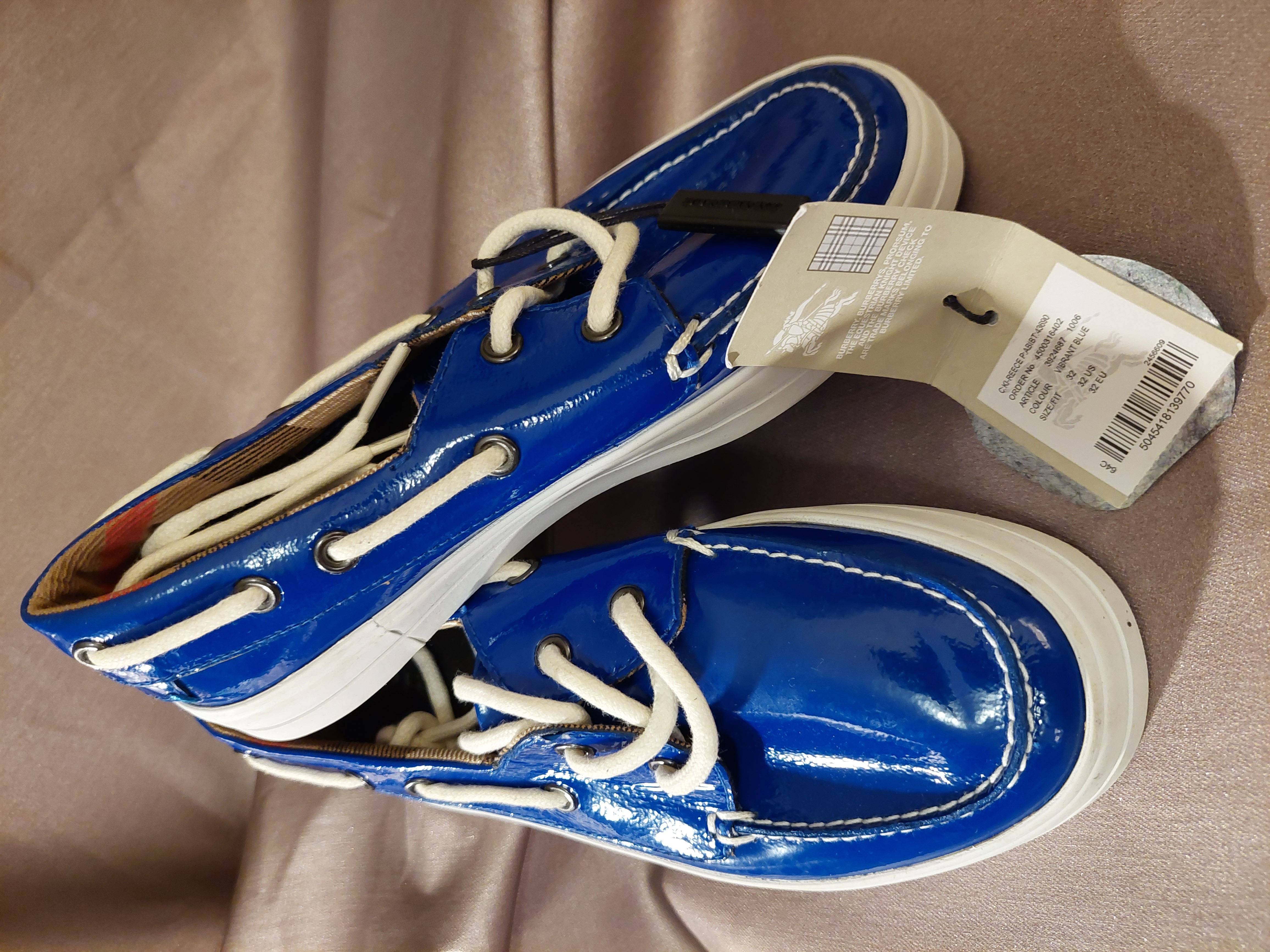 Burberry Reese Electric Blue Patent Leather Girls Shoes