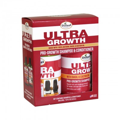 Difeel: Ultra Growth Basil & Castor Oil Pro-Growth Shampoo & Conditioner Set 